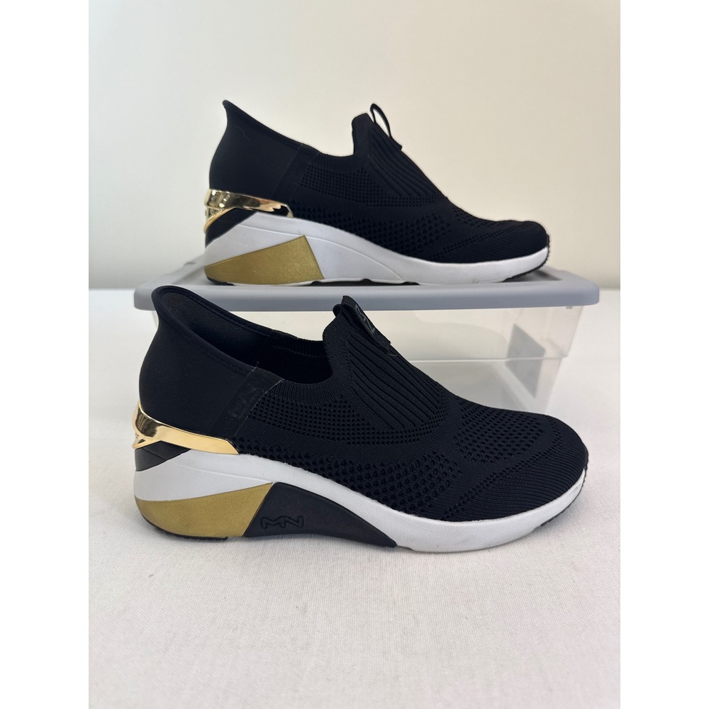 Mark Nason Skechers Slip On Sneakers Womens 9 Black Gold Metallic Athleisure